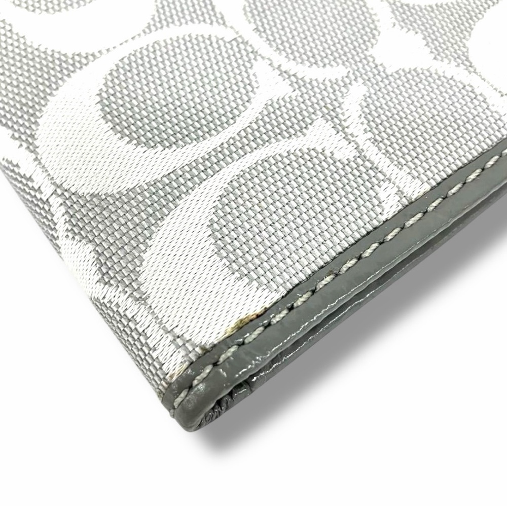 COACH Signature Grey Canvas Checkbook Wallet – Classic Logo Print - Picture 3 of 7